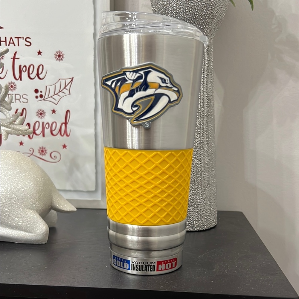 Nashville Predators Stainless Steel Tumbler with Yellow Grip